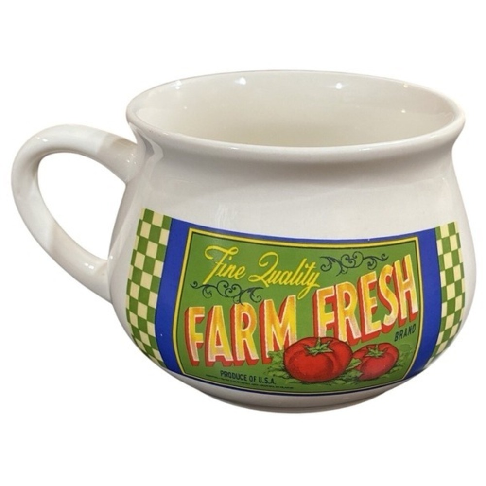 Vintage 90's Dat'l Do-It Inc Soup Bowl Mug Cup, Tomato "Farm Fresh" Collectable